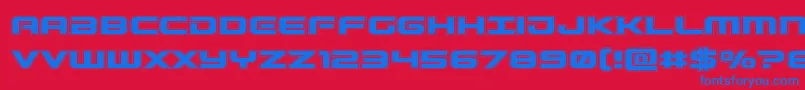 Gunshipacad-Schriftart – Blaue Schriften auf rotem Hintergrund