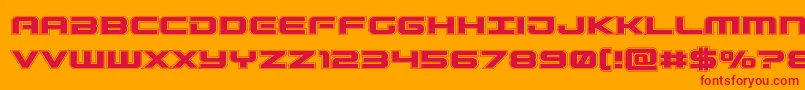 フォントGunshipacad – オレンジの背景に赤い文字