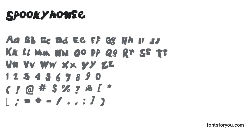 Czcionka Spookyhouse – alfabet, cyfry, specjalne znaki