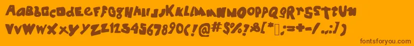 Spookyhouse-Schriftart – Braune Schriften auf orangefarbenem Hintergrund