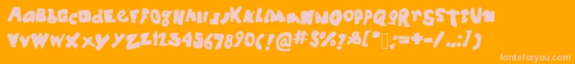 Spookyhouse-Schriftart – Rosa Schriften auf orangefarbenem Hintergrund