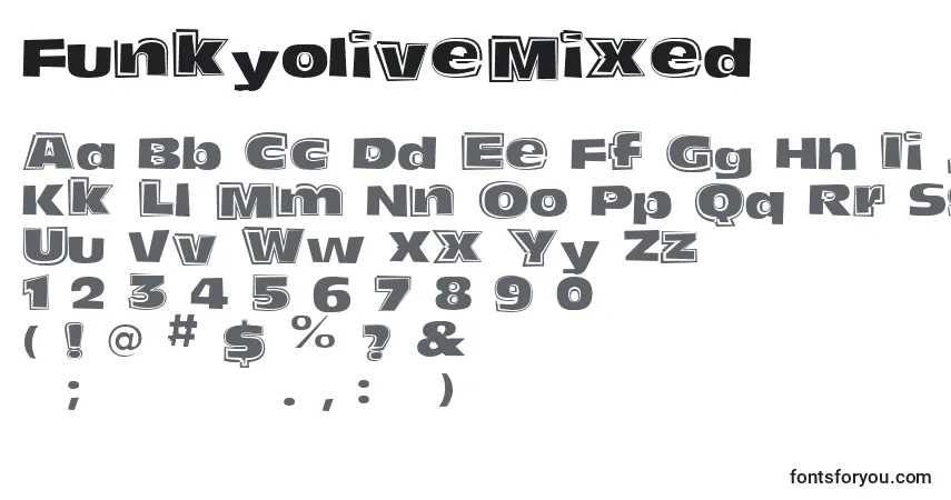 Schriftart FunkyoliveMixed – Alphabet, Zahlen, spezielle Symbole