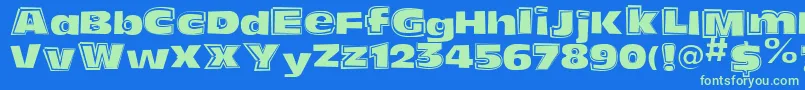 FunkyoliveMixed Font – Green Fonts on Blue Background