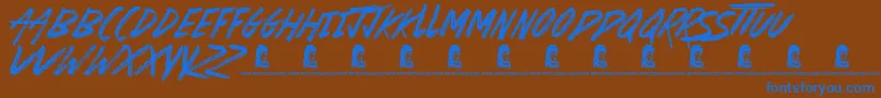 Basterds Font – Blue Fonts on Brown Background