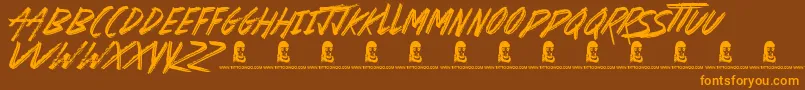 Basterds-Schriftart – Orangefarbene Schriften auf braunem Hintergrund