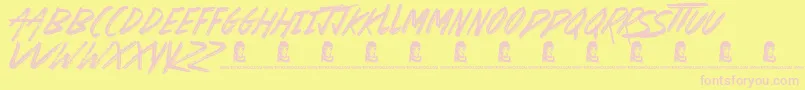 Basterds-Schriftart – Rosa Schriften auf gelbem Hintergrund