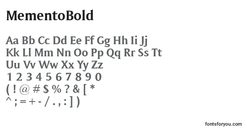 Шрифт MementoBold – алфавит, цифры, специальные символы