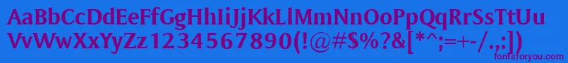 MementoBold-Schriftart – Violette Schriften auf blauem Hintergrund