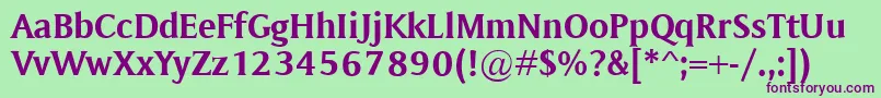 MementoBold-Schriftart – Violette Schriften auf grünem Hintergrund