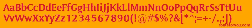 MementoBold-Schriftart – Rote Schriften auf orangefarbenem Hintergrund