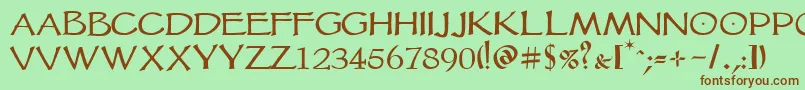 Шрифт Vtcgoblinhand – коричневые шрифты на зелёном фоне