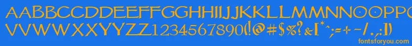 Vtcgoblinhand Font – Orange Fonts on Blue Background
