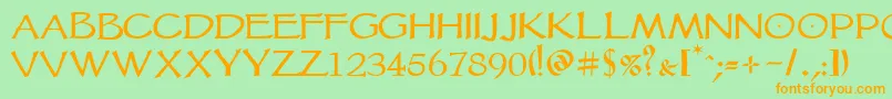 Шрифт Vtcgoblinhand – оранжевые шрифты на зелёном фоне