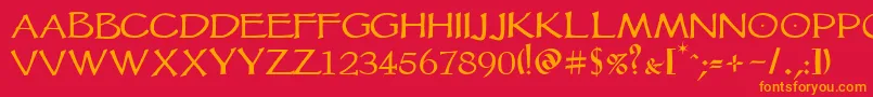Шрифт Vtcgoblinhand – оранжевые шрифты на красном фоне