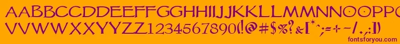 Vtcgoblinhand-Schriftart – Violette Schriften auf orangefarbenem Hintergrund