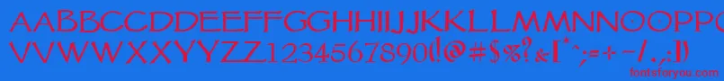 Шрифт Vtcgoblinhand – красные шрифты на синем фоне