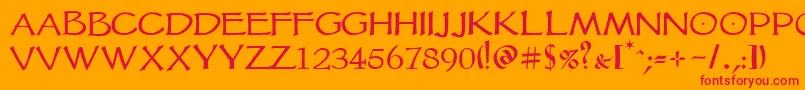 Шрифт Vtcgoblinhand – красные шрифты на оранжевом фоне