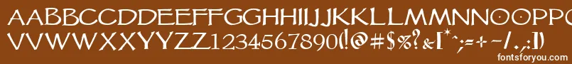 Vtcgoblinhand-fontti – valkoiset fontit ruskealla taustalla