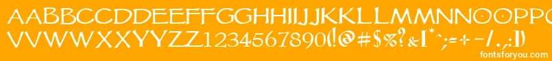 Шрифт Vtcgoblinhand – белые шрифты на оранжевом фоне