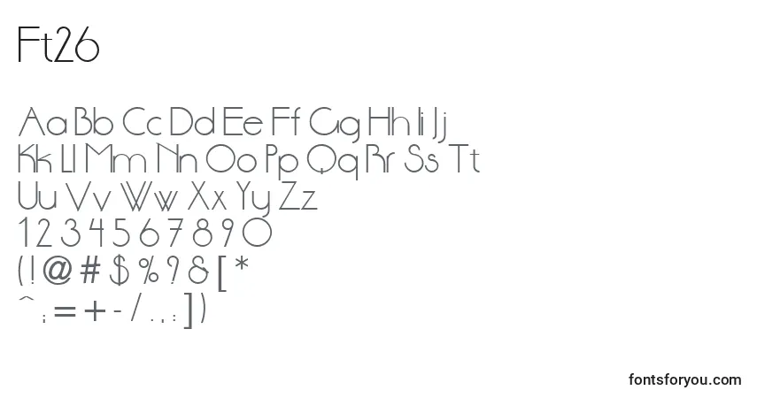 Schriftart Ft26 – Alphabet, Zahlen, spezielle Symbole