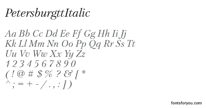 PetersburgttItalicフォント–アルファベット、数字、特殊文字