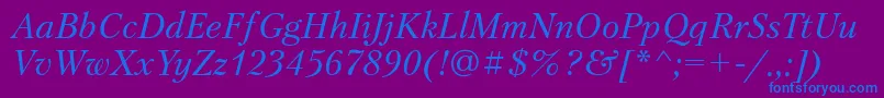 PetersburgttItalic-Schriftart – Blaue Schriften auf violettem Hintergrund