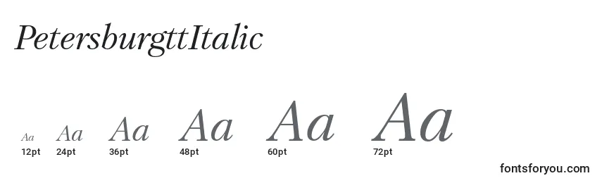 Размеры шрифта PetersburgttItalic