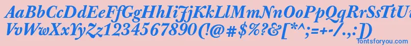 JbaskervilletxnBolditalic Font – Blue Fonts on Pink Background