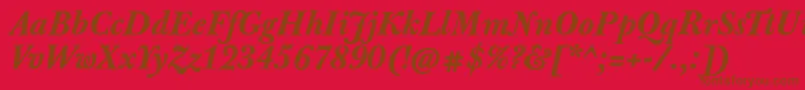 JbaskervilletxnBolditalic-Schriftart – Braune Schriften auf rotem Hintergrund