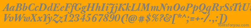 JbaskervilletxnBolditalic-Schriftart – Graue Schriften auf orangefarbenem Hintergrund