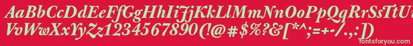 JbaskervilletxnBolditalic Font – Green Fonts on Red Background