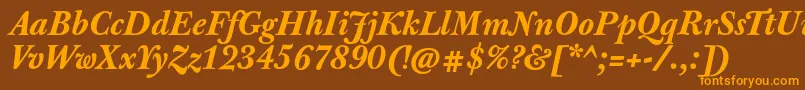 JbaskervilletxnBolditalic Font – Orange Fonts on Brown Background