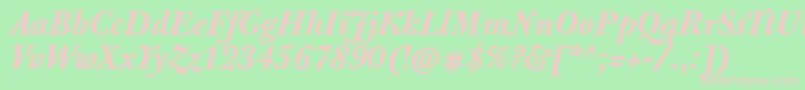 JbaskervilletxnBolditalic Font – Pink Fonts on Green Background