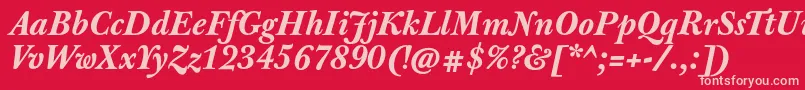 JbaskervilletxnBolditalic Font – Pink Fonts on Red Background