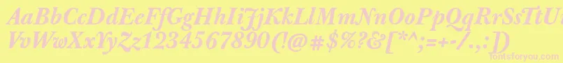 JbaskervilletxnBolditalic Font – Pink Fonts on Yellow Background