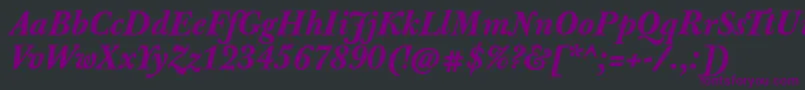 Czcionka JbaskervilletxnBolditalic – fioletowe czcionki na czarnym tle
