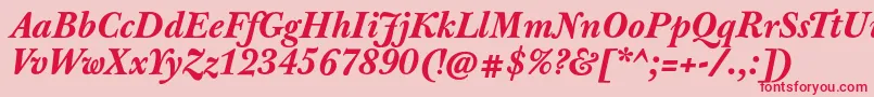 JbaskervilletxnBolditalic Font – Red Fonts on Pink Background