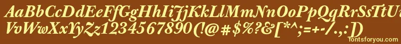 JbaskervilletxnBolditalic Font – Yellow Fonts on Brown Background