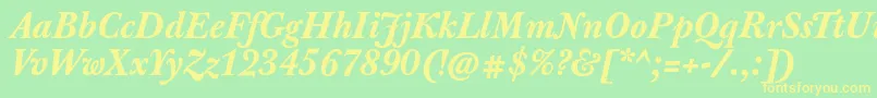 JbaskervilletxnBolditalic Font – Yellow Fonts on Green Background