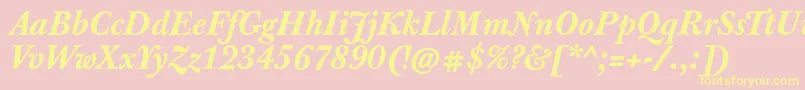 JbaskervilletxnBolditalic-Schriftart – Gelbe Schriften auf rosa Hintergrund