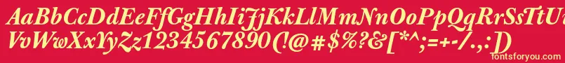 JbaskervilletxnBolditalic Font – Yellow Fonts on Red Background