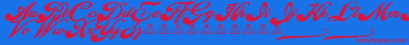 BobbersPersonalUse-fontti – punaiset fontit sinisellä taustalla