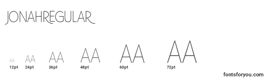sizes of jonahregular font, jonahregular sizes