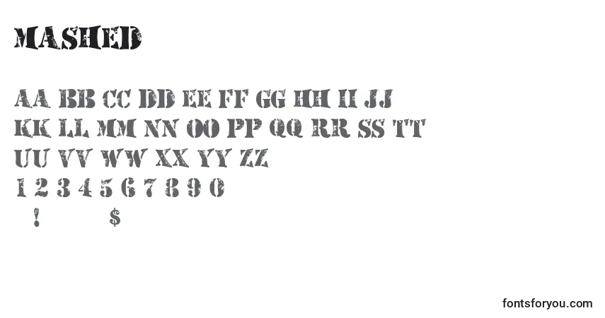Schriftart Mashed – Alphabet, Zahlen, spezielle Symbole