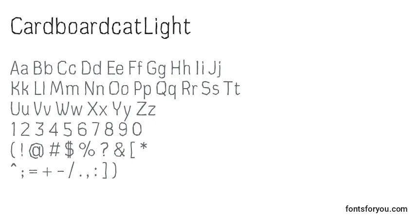 Schriftart CardboardcatLight – Alphabet, Zahlen, spezielle Symbole