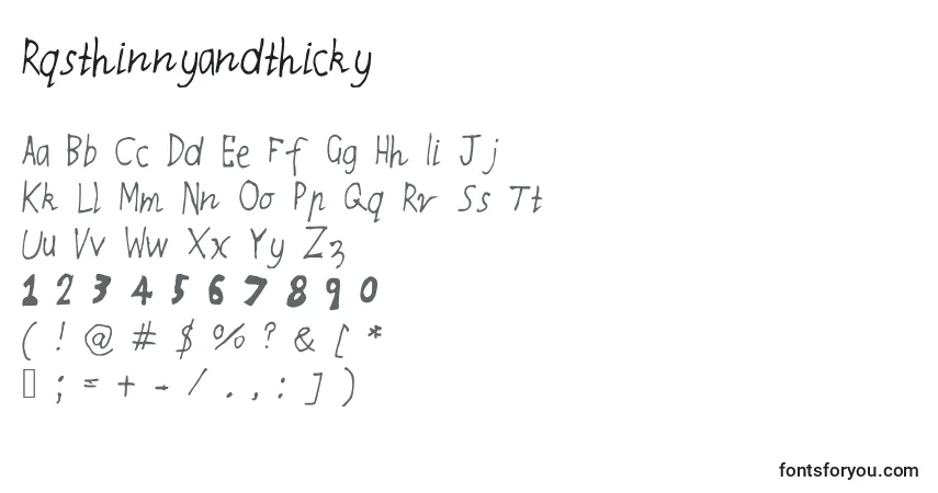 Schriftart Rqsthinnyandthicky – Alphabet, Zahlen, spezielle Symbole