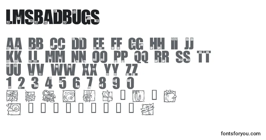 LmsBadBugs-fontti – aakkoset, numerot, erikoismerkit