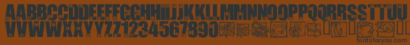 フォントLmsBadBugs – 黒い文字が茶色の背景にあります