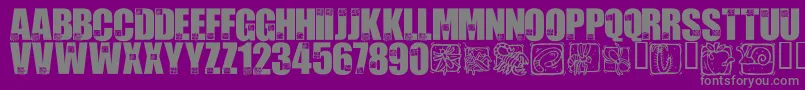 LmsBadBugs-Schriftart – Graue Schriften auf violettem Hintergrund
