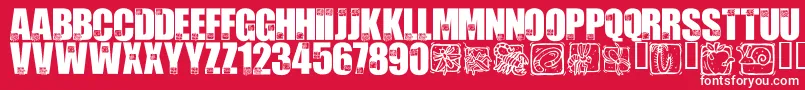 Czcionka LmsBadBugs – białe czcionki na czerwonym tle